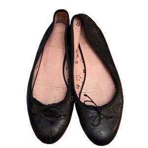 Jenny Walton x Pretty Ballerinas Black Floral Perforated Leather Ballet Flats